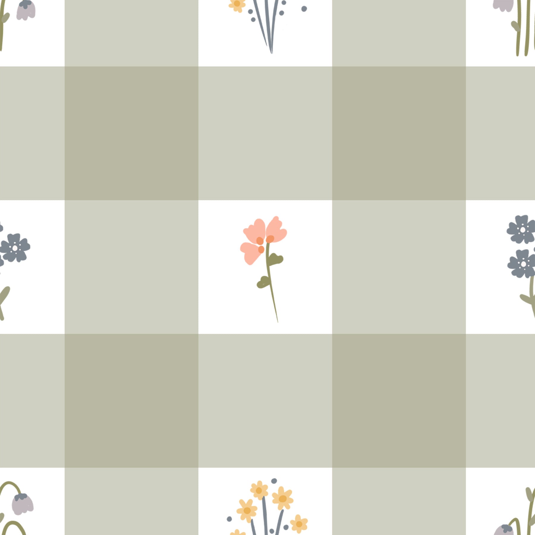 Gingham Floral Wallpaper⁠