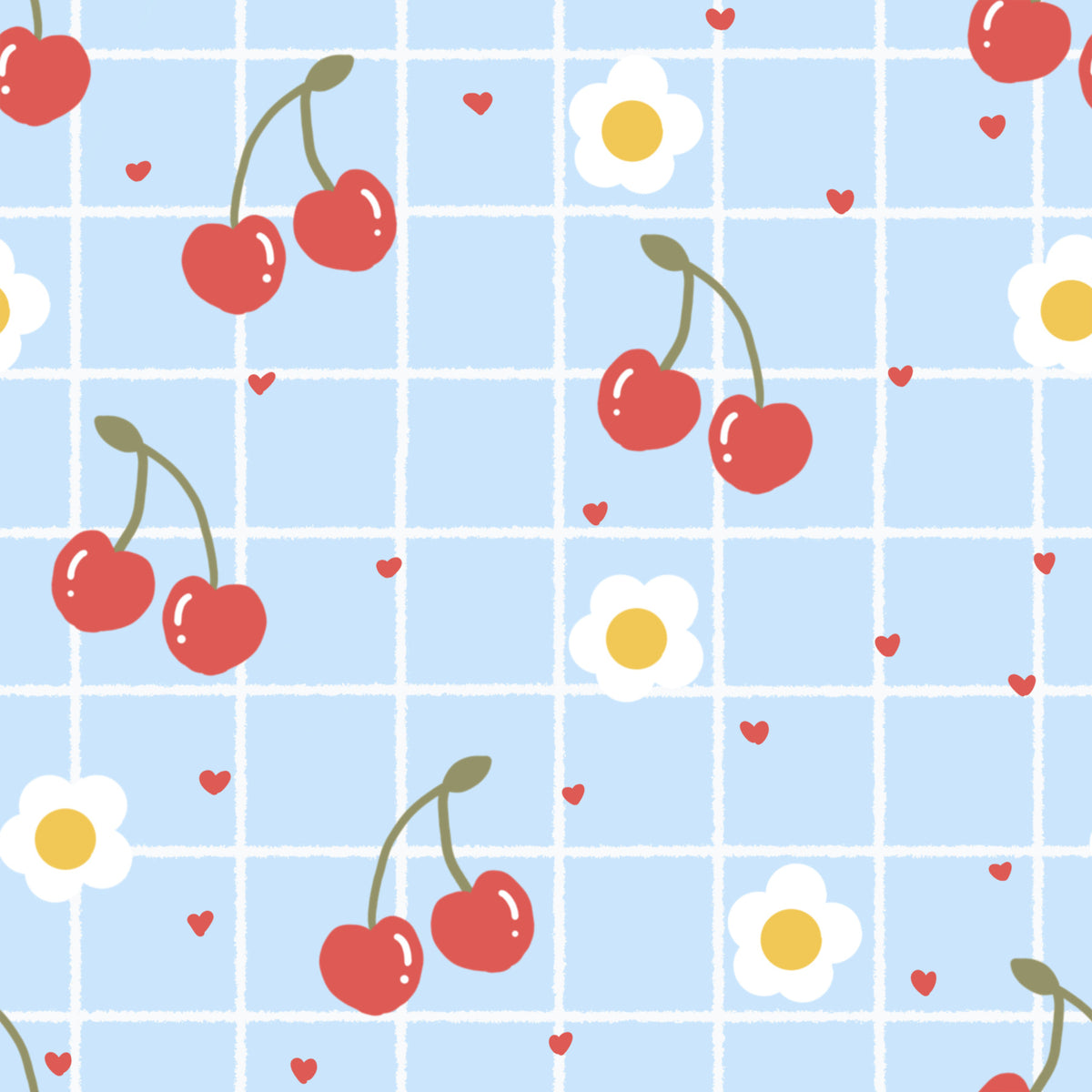 Carta da parati Sweet Cherry Gingham in your room