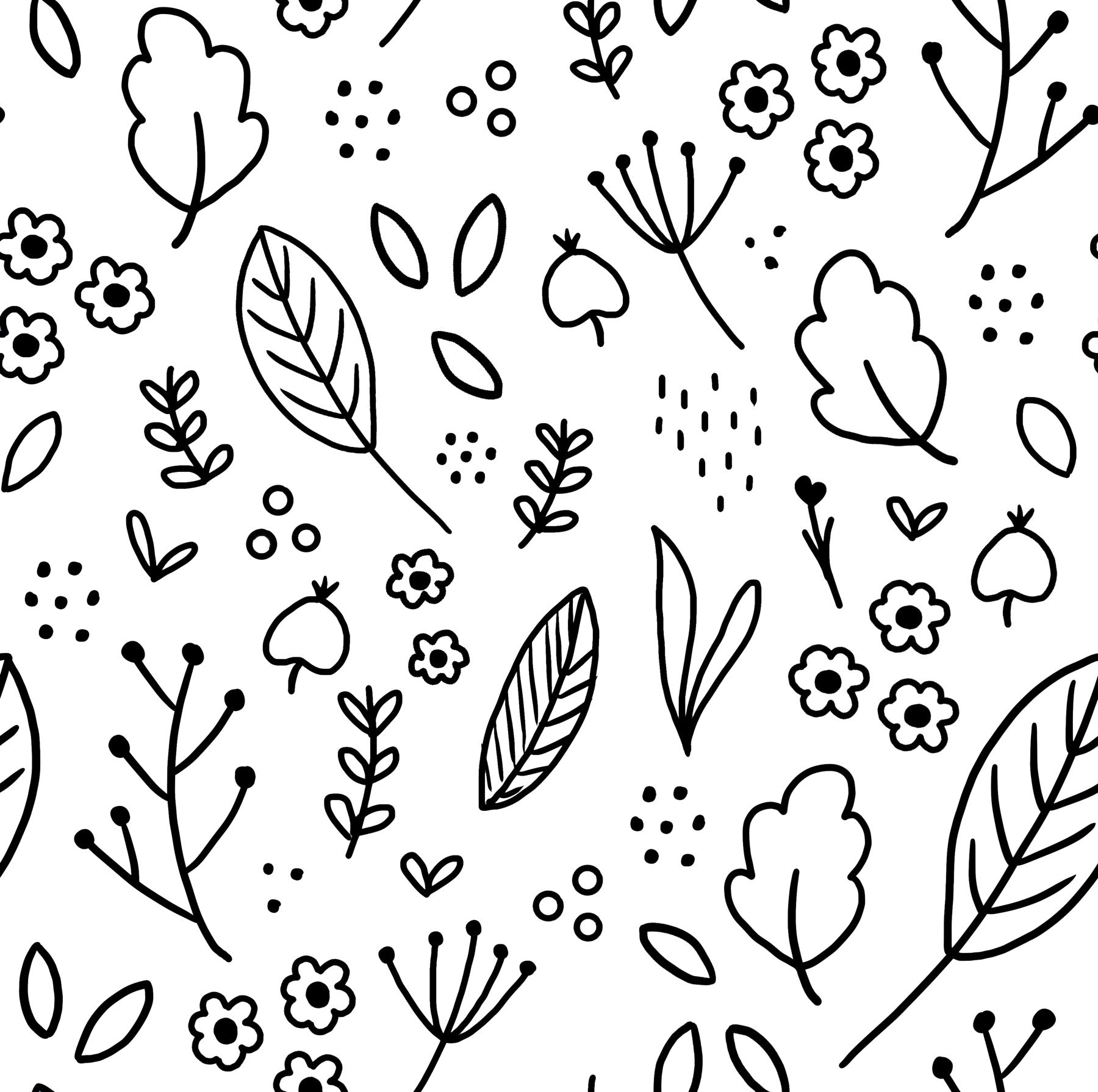 Papel pintado Hojas Monocromáticas