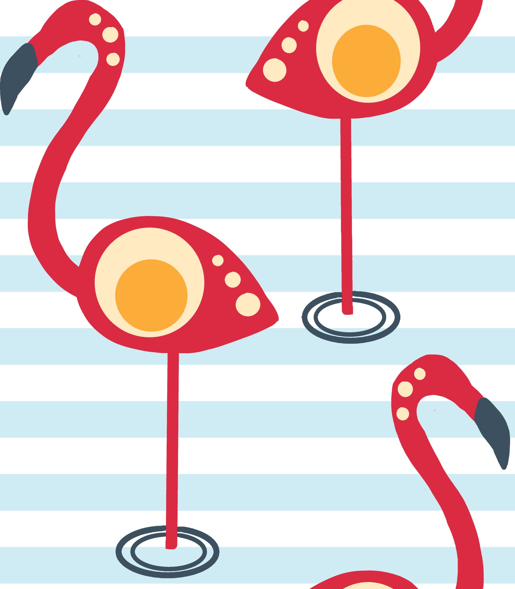 Papier peint rétro flamant rose amusant in your room — zoomed