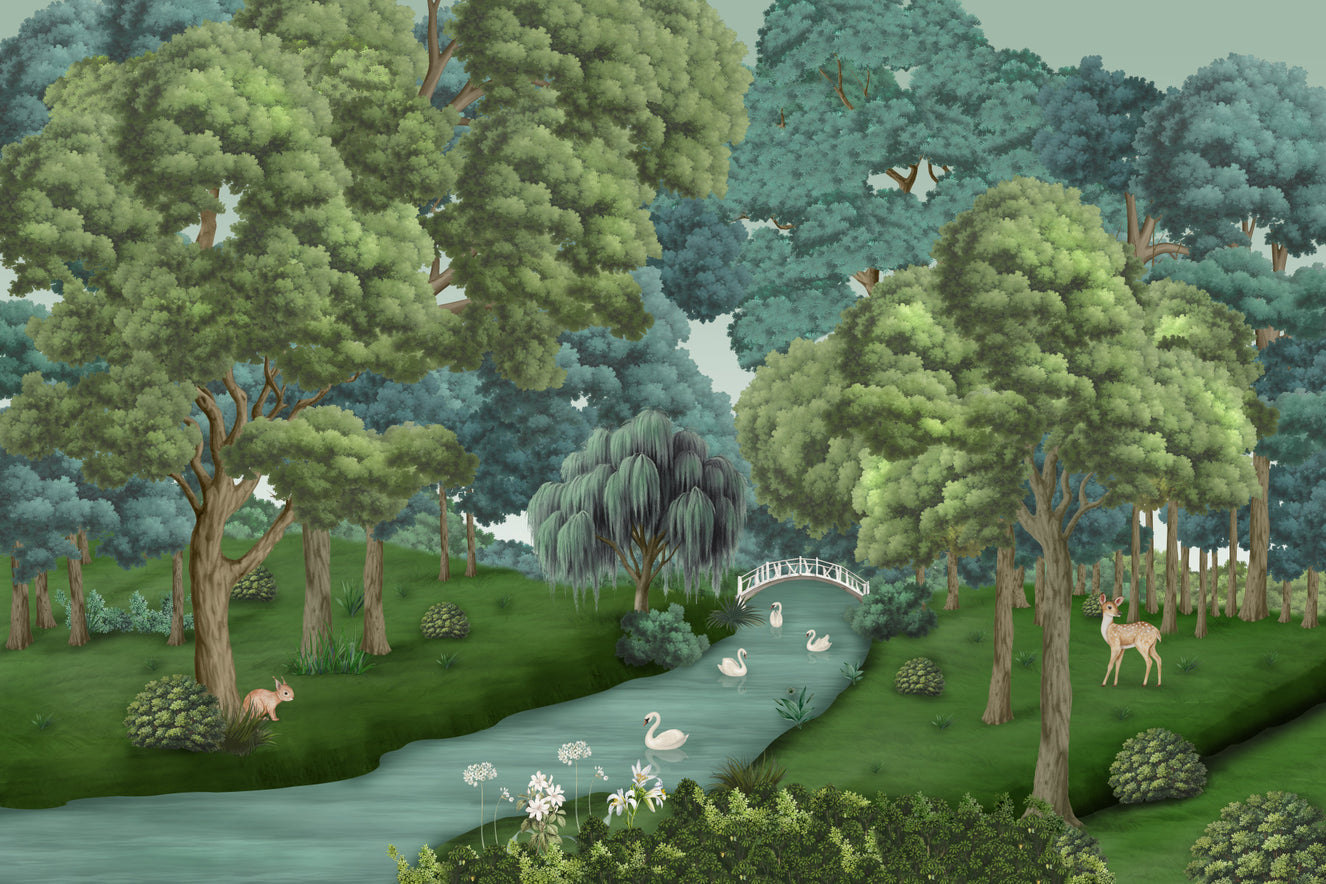 Swan Lake Woodland Wall Mural