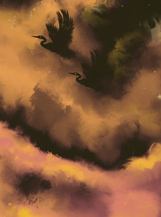 Ätherischer Flug Moody Mystische Aquarell Dunkle Wandtapete
