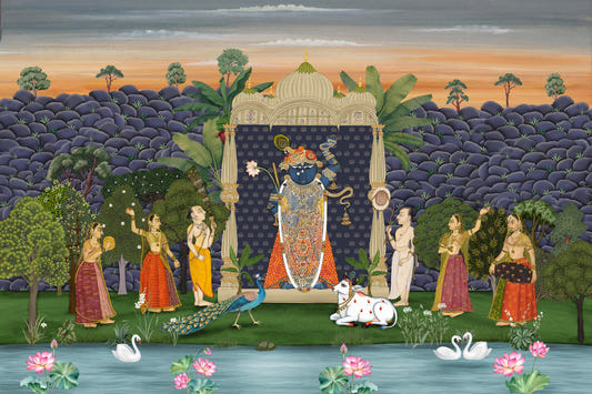 Jardin Sacré : Fresque Murale Sérénité Pichwai