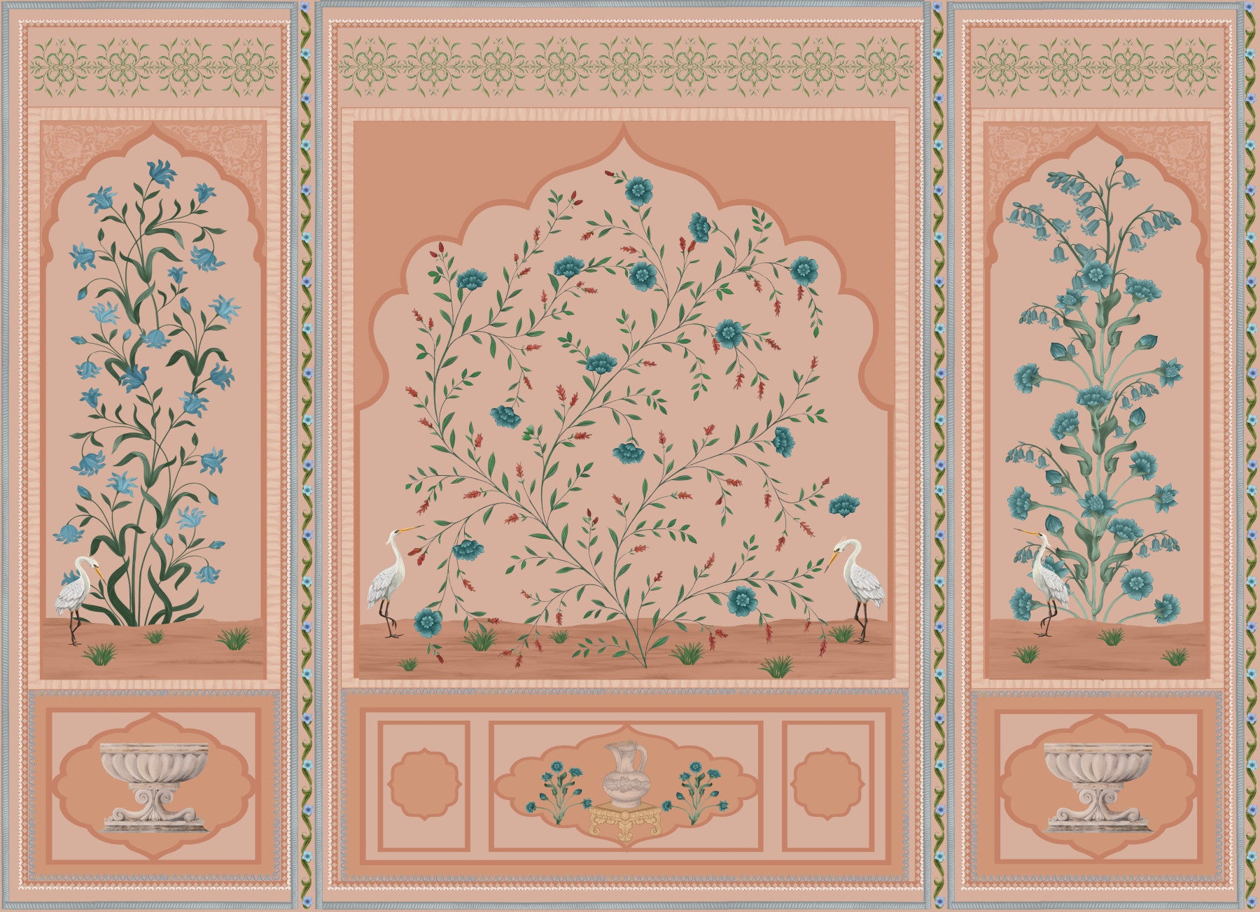 Wandbild Serene Mughal Garden Panels