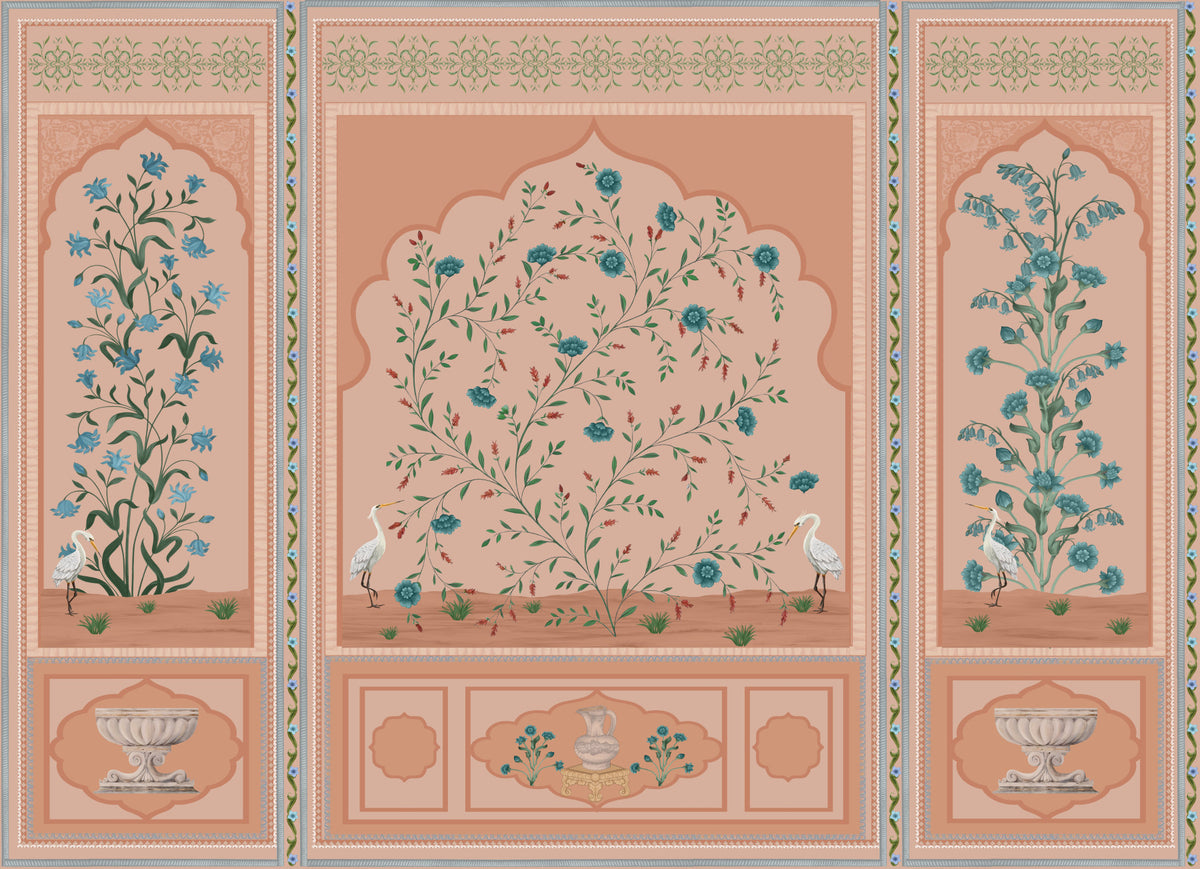 Fresque murale panneaux Jardin Moghol Serein in your room — zoomed