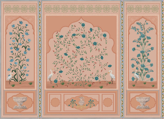 Serene Mughal Garden Panels Wall Mural