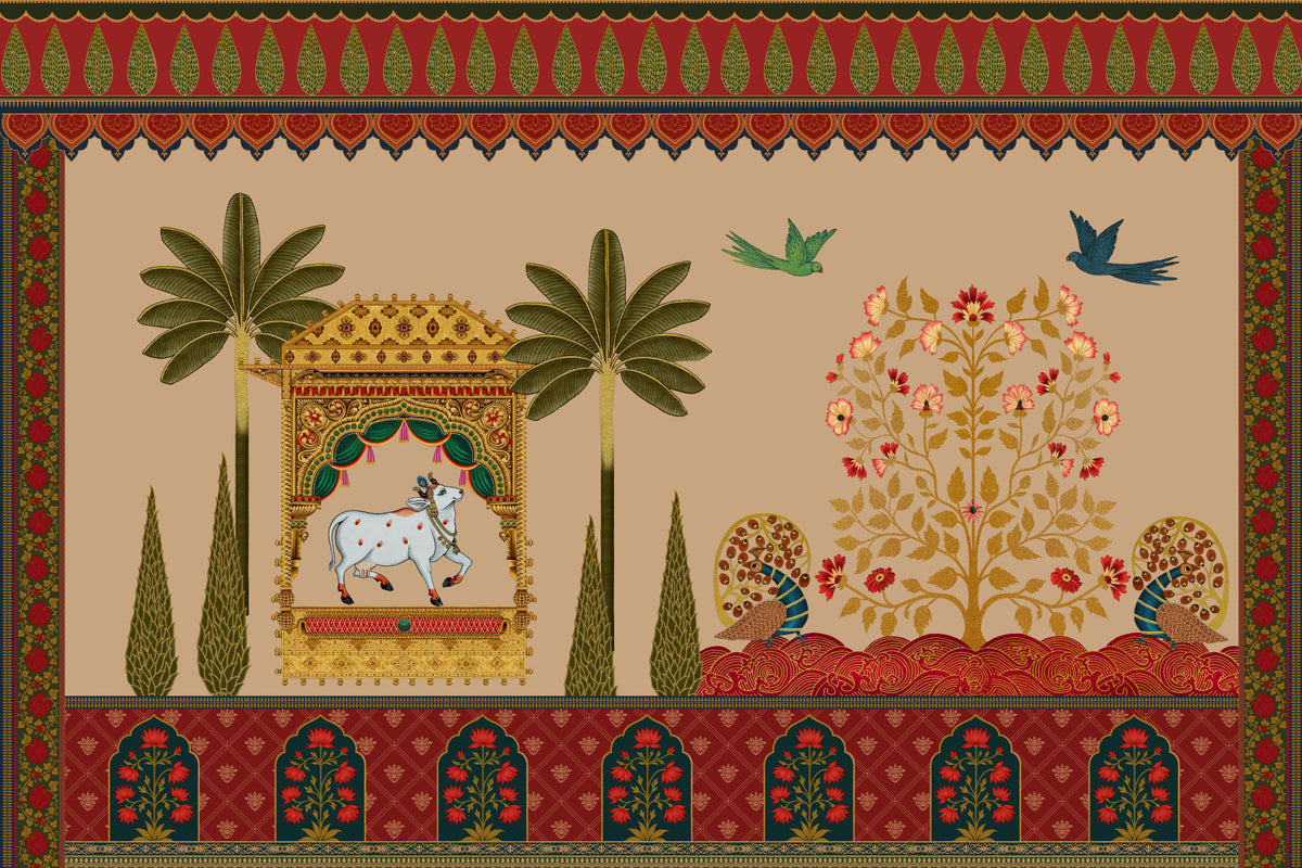 Fresque murale Jardin Moghol & Vache Sacrée in your room — zoomed