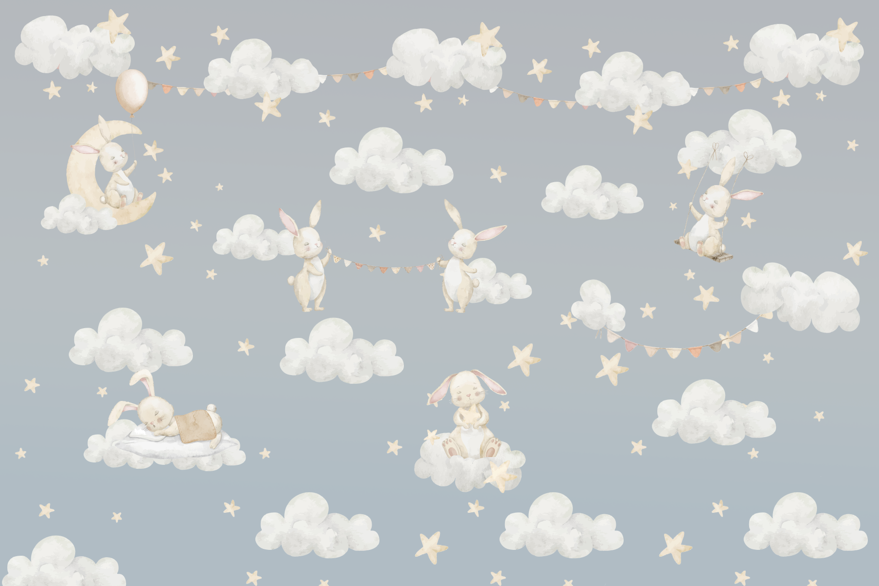夢見るウサギと星空の壁画