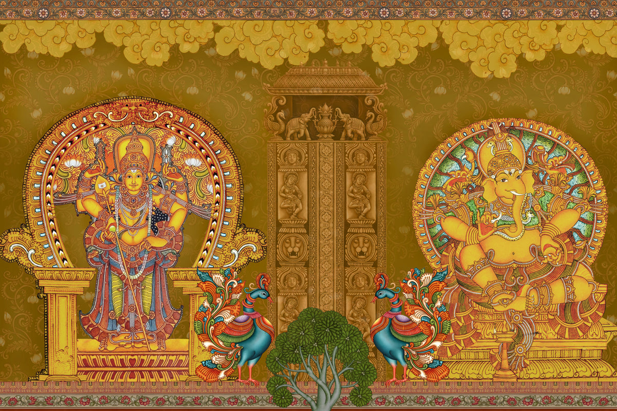 Kerala Mural Goden Muurmuur in your room — zoomed