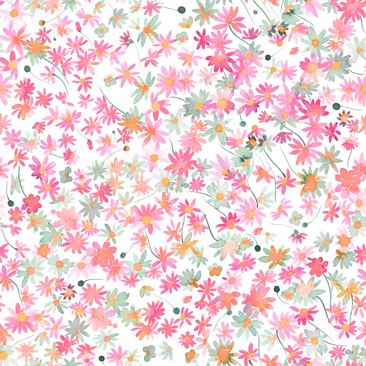 Waterverf Madeliefjes Dans Behang in your room — zoomed