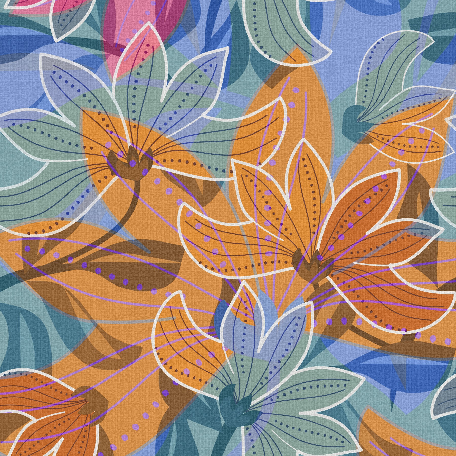 Layered Floral Canvas Wallpaper⁠