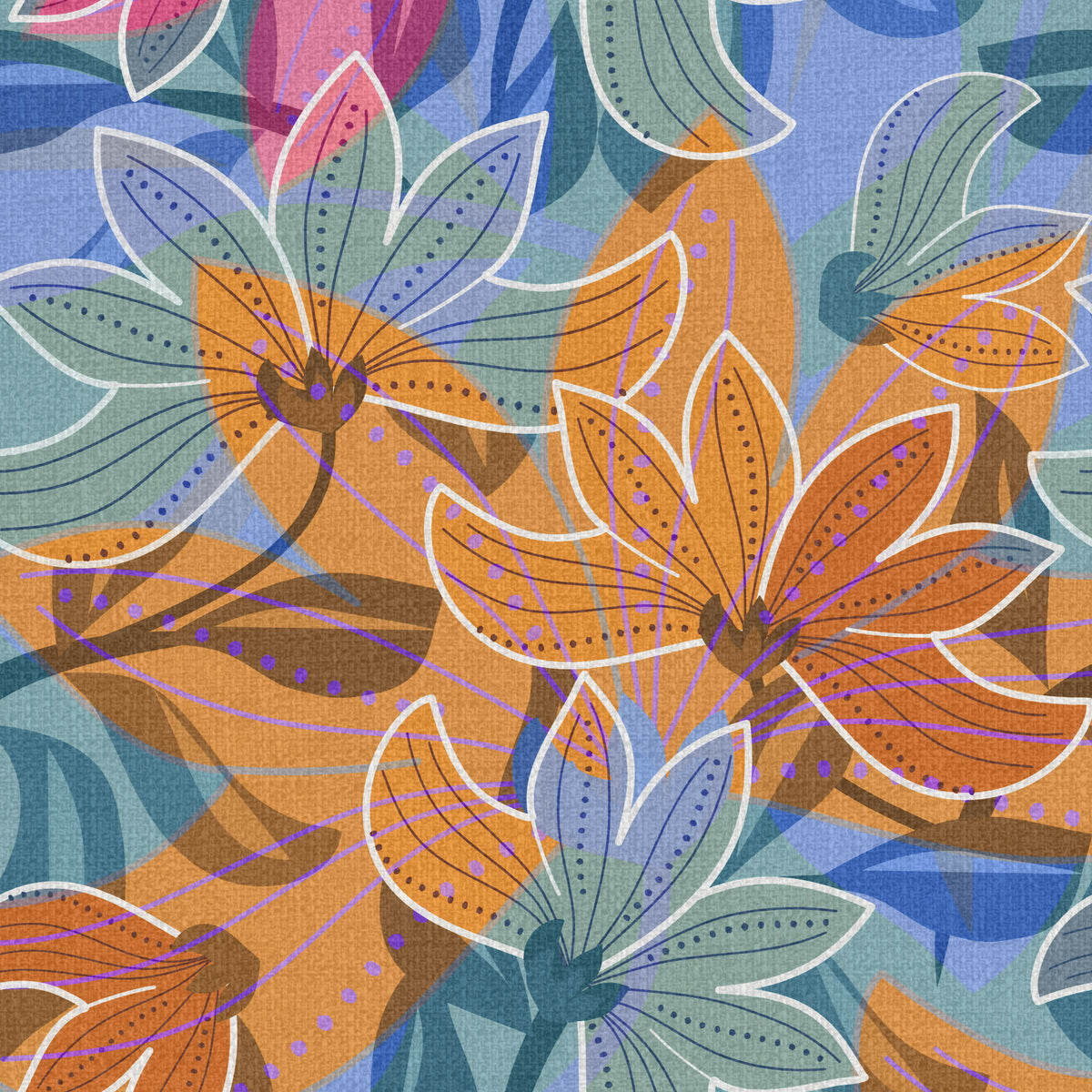 Papier peint en toile à fleurs superposées in your room — zoomed