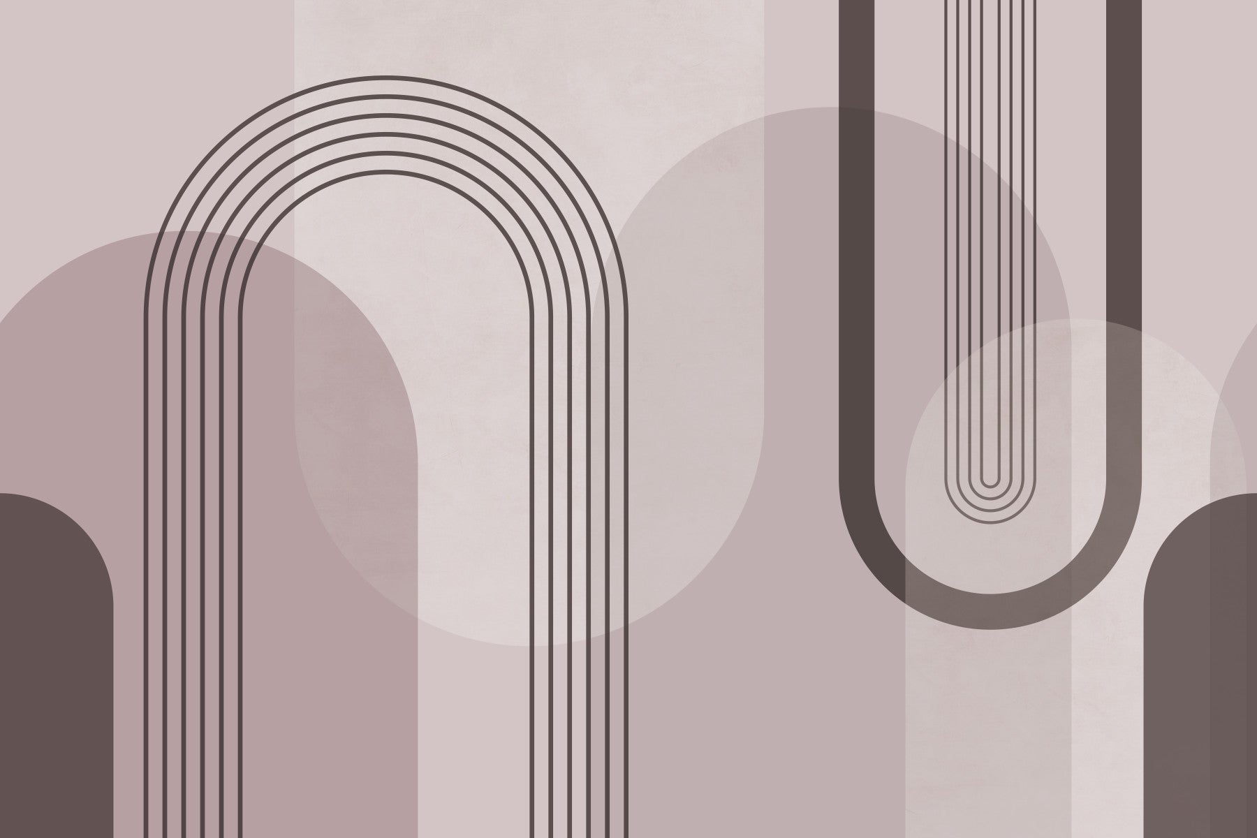 Geometric Harmony in Mauve Wall Mural