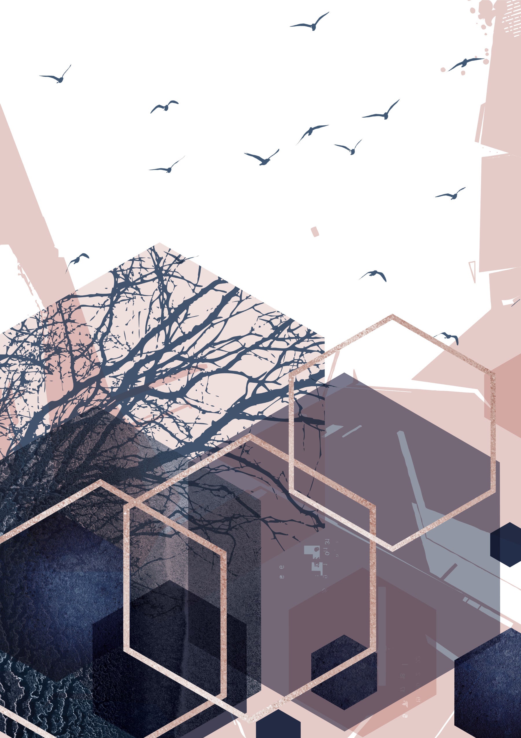 Geometrischer Waldflug 2 Wandbild