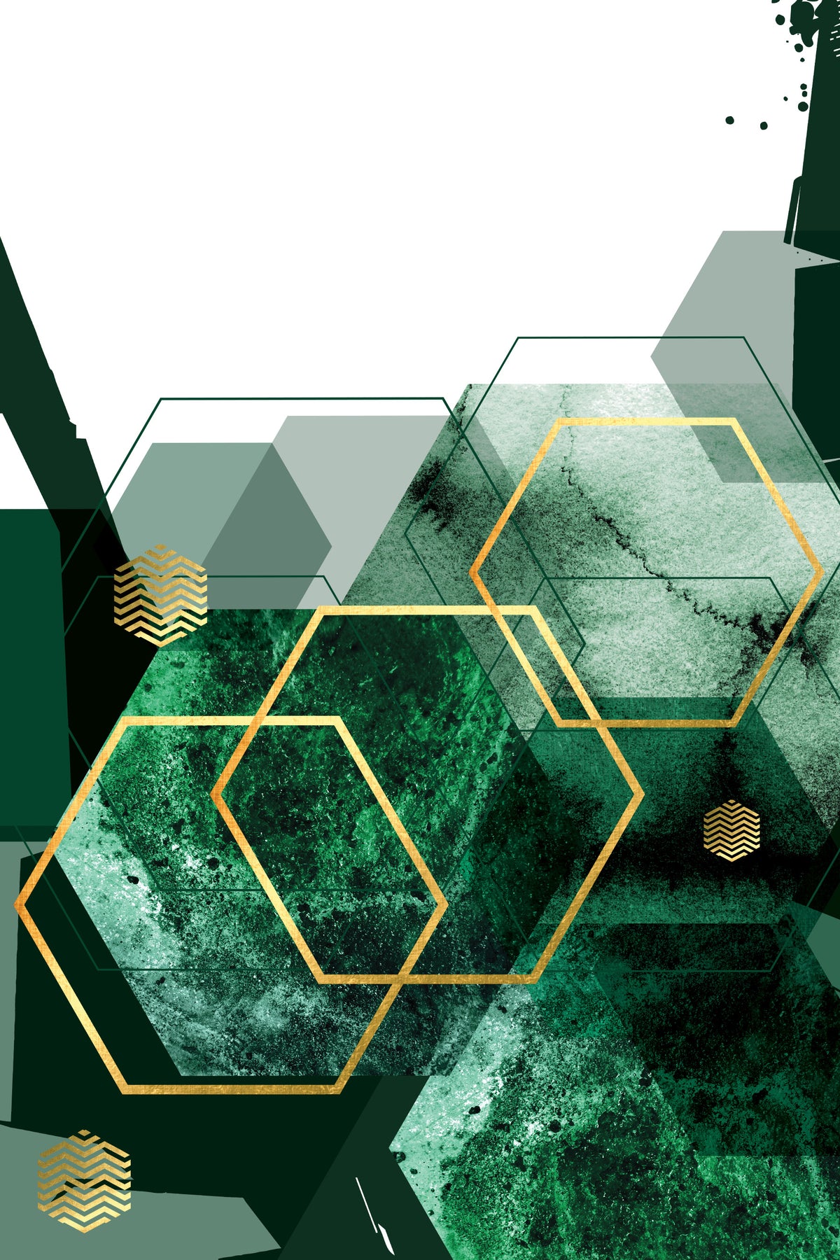 Papier peint panoramique Verdant Hexagon Glamour 2