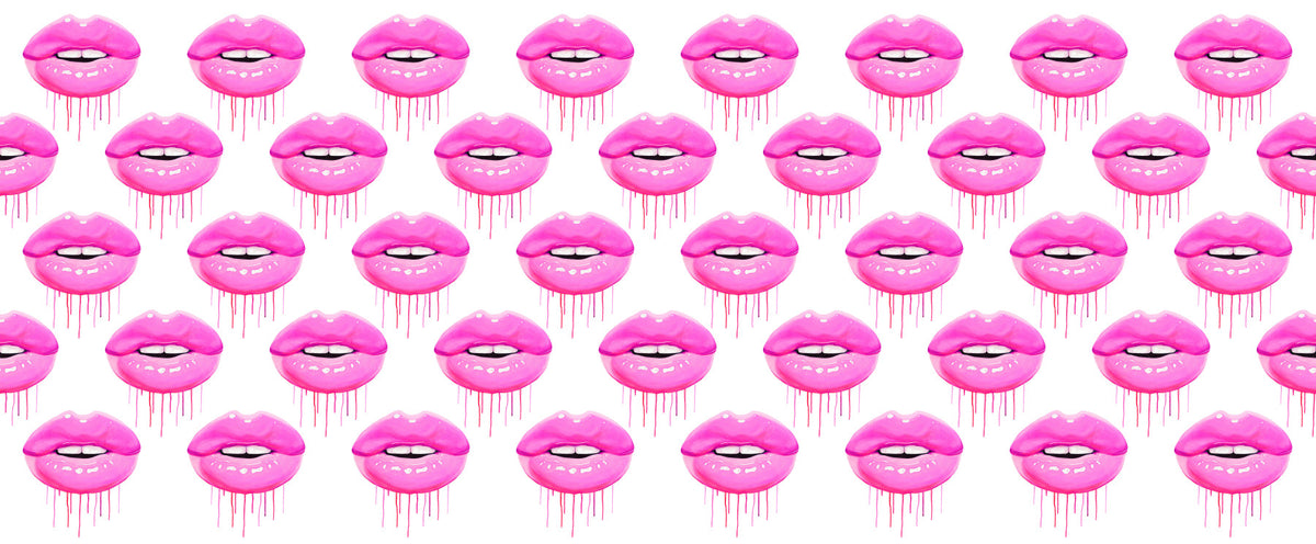Papel de Parede Mural Padrão Pop Fuchsia Kiss in your room — zoomed