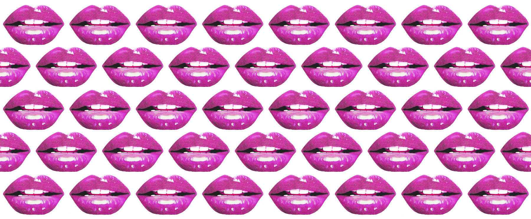 Dining room lit with pink kisses from the Pink Pout Pop wall mural