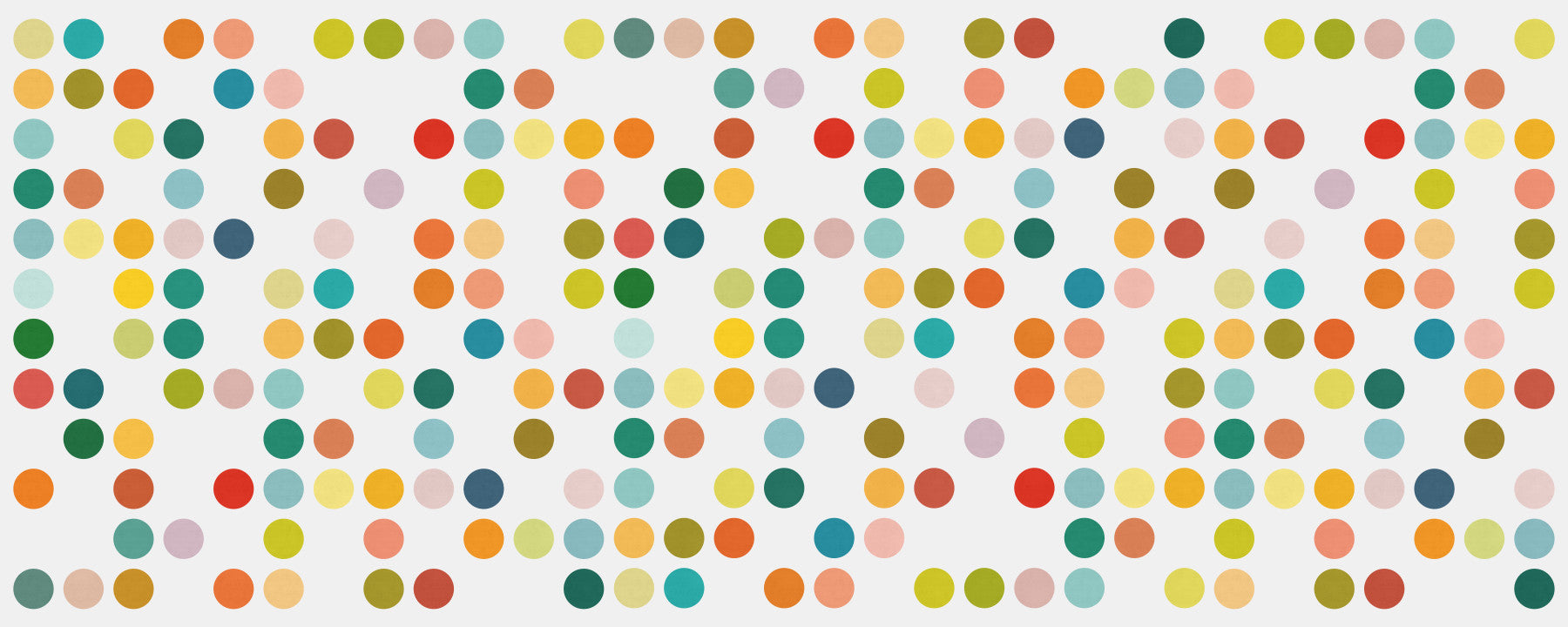 Living room Mid-Century Dot Medley wall mural with colorful retro circles