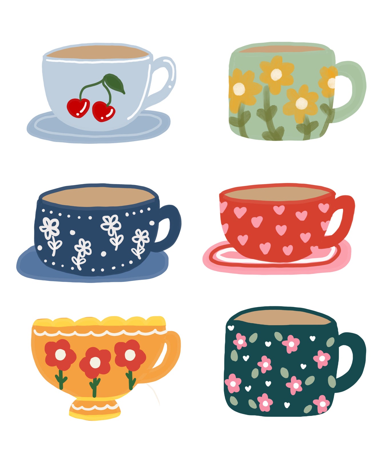 Papier peint mural Tasses à thé