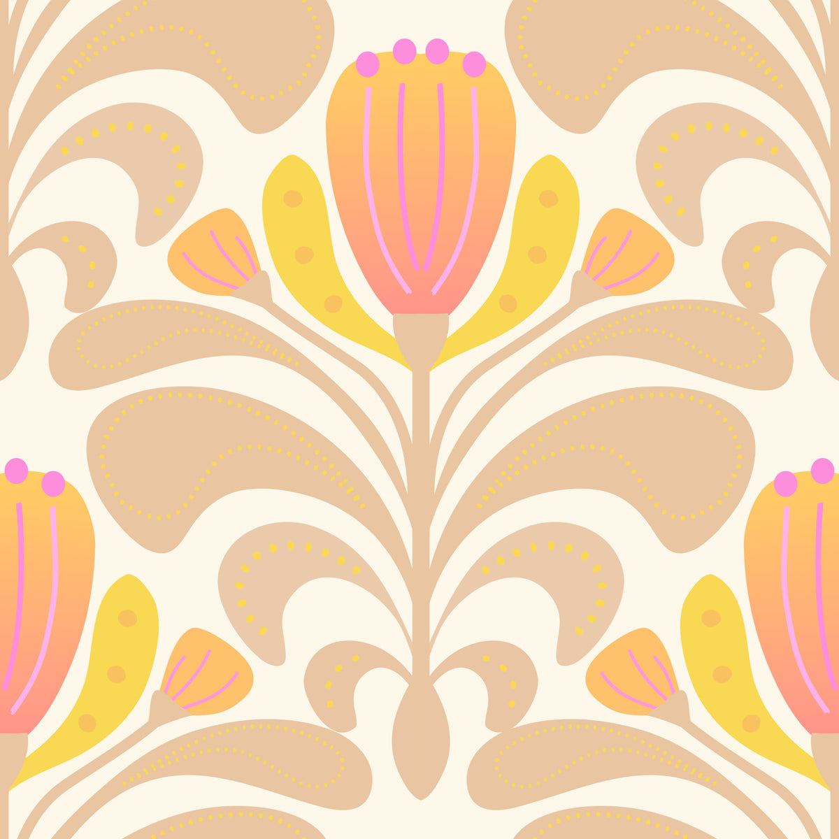 Sunny Floral Melody Wallpaper⁠ in your room — zoomed