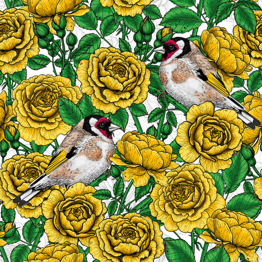 Golden Roses & Goldfinches Tapet