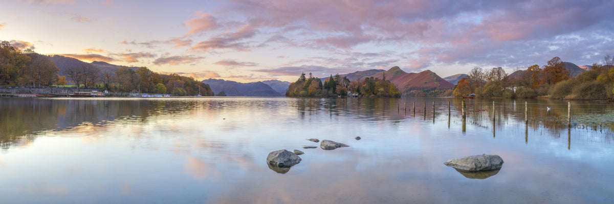 Autumn Lakeside Glow Wall Mural in your room
