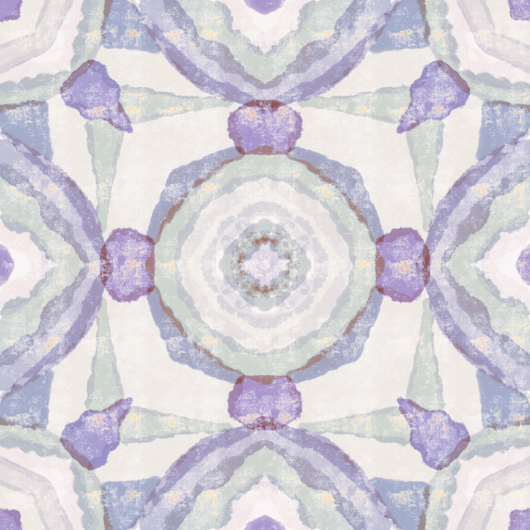 Bathroom Muted Harmony Kaleidoscope Wallpaper with soft mirrored forms