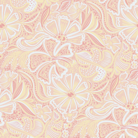 Papier peint fantaisie florale pêche