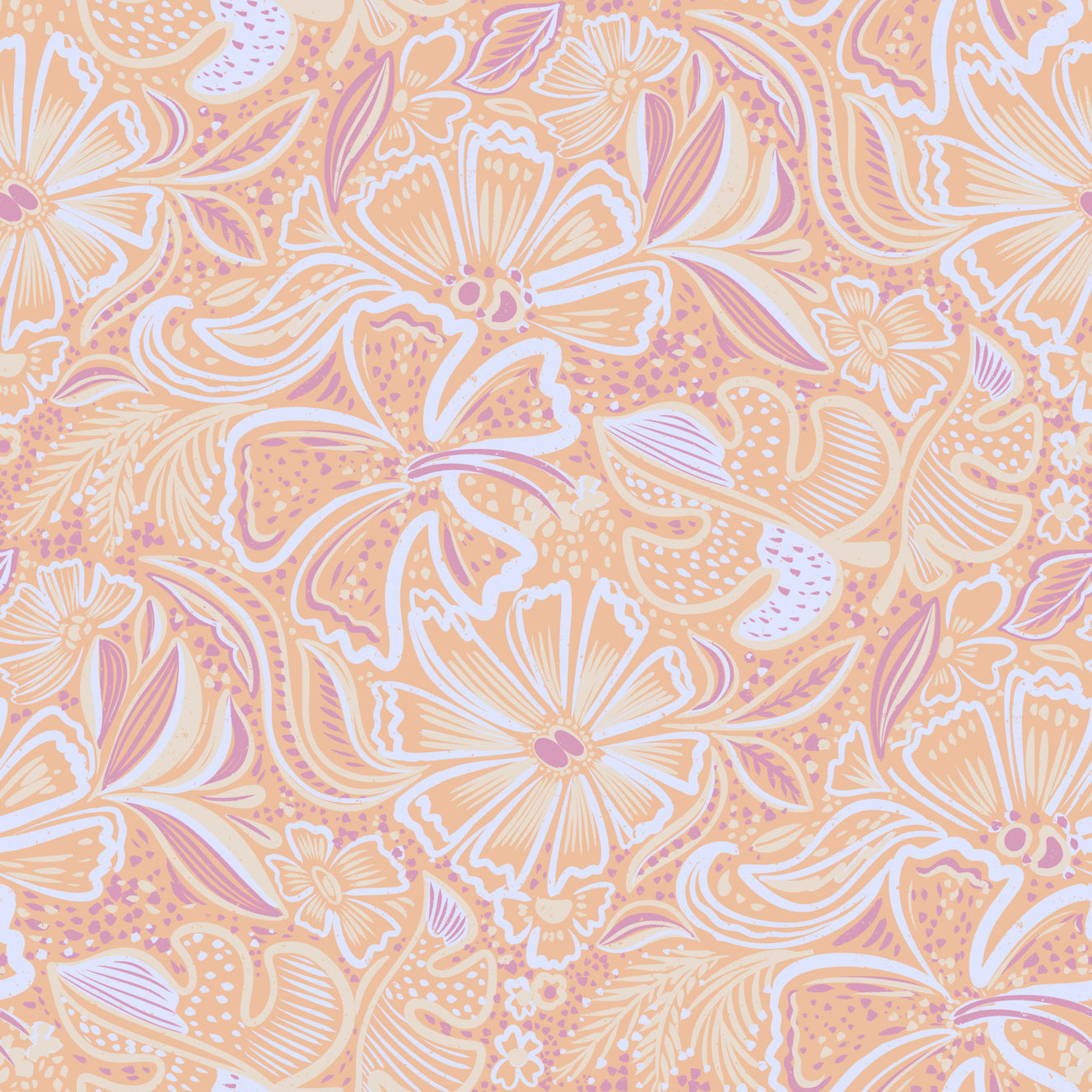 Blød fersken blomster swirl tapet⁠