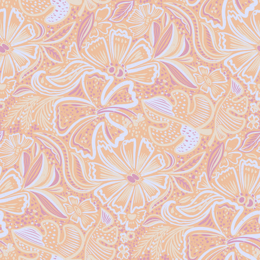 Soft Peach Floral Swirl Wallpaper⁠