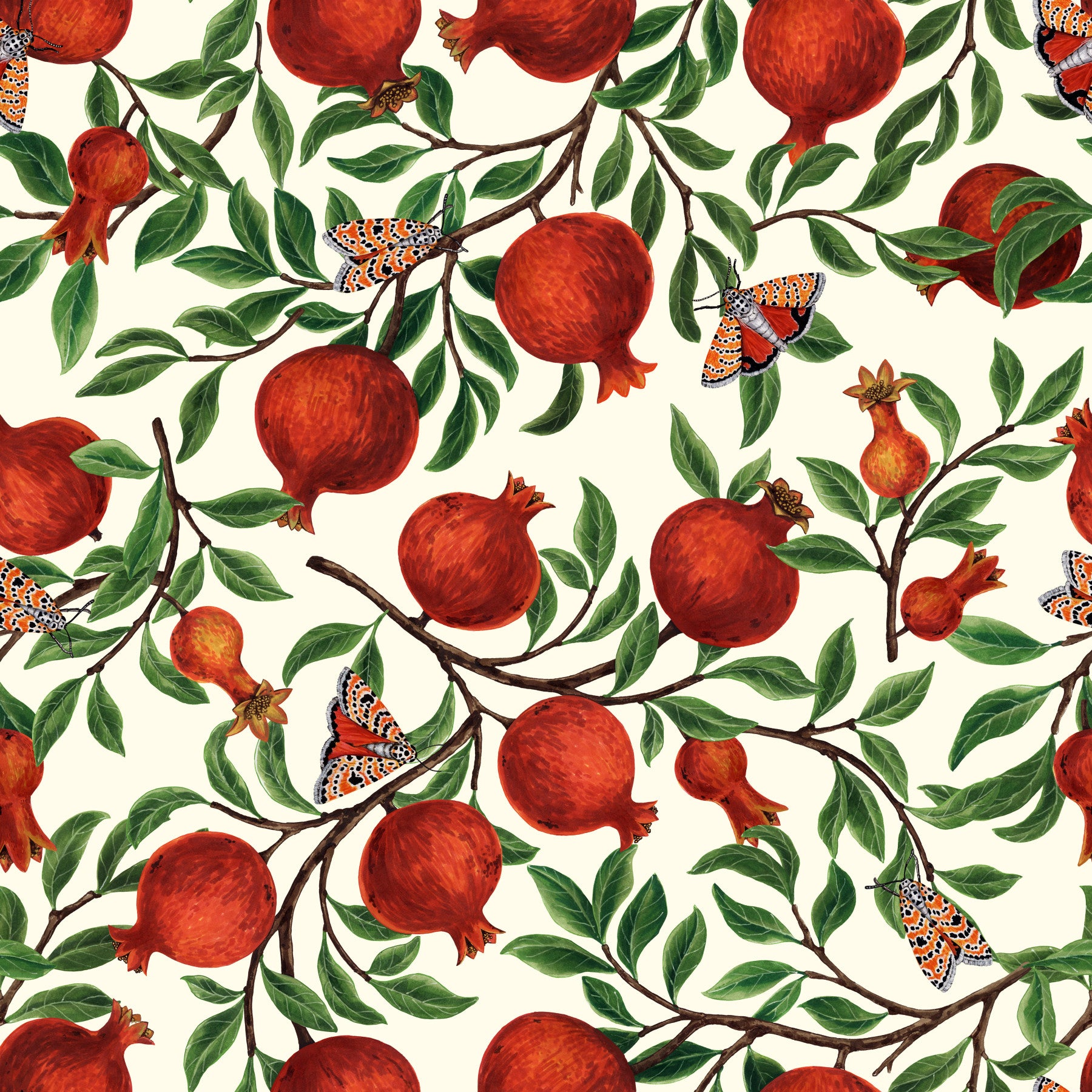 Pomegranate Orchard & Butterfly Dance Wallpaper⁠