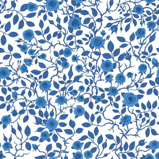 Wild roses/blue and white Wallpaper⁠