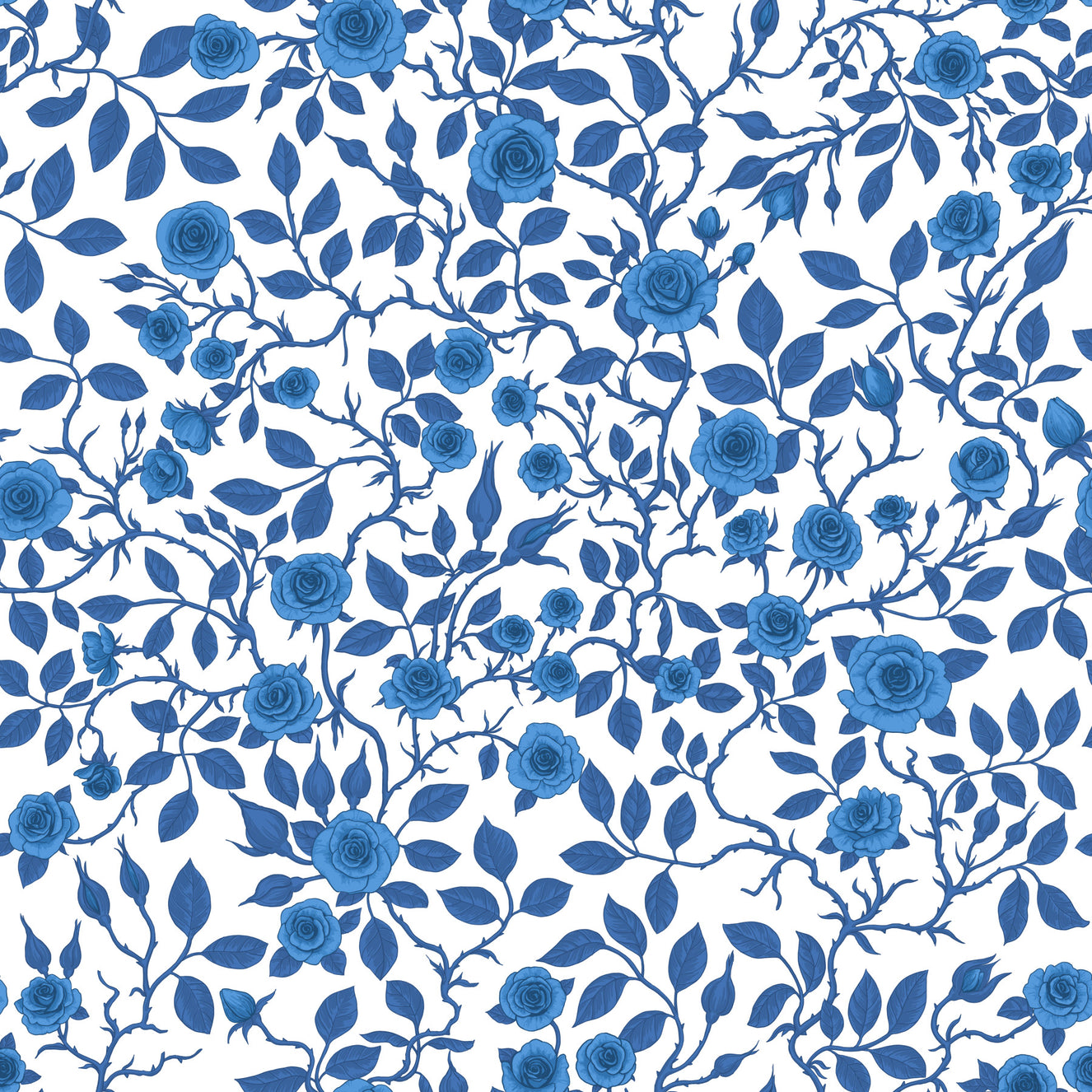 Wild roses/blue and white Wallpaper⁠
