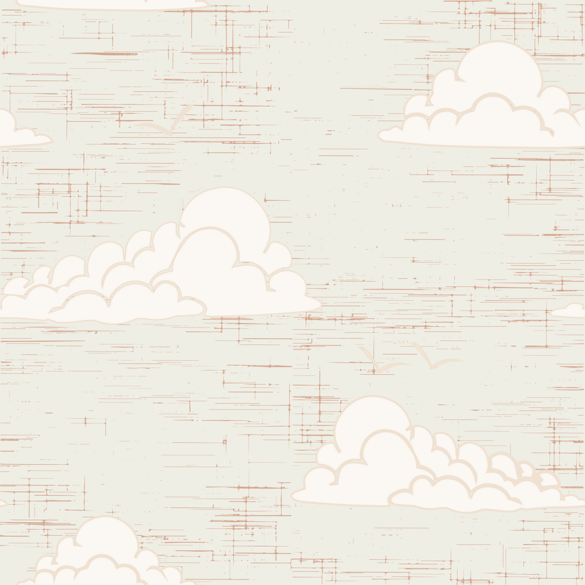Mid Century Cloud Sky Cream -seinämaalaus in your room