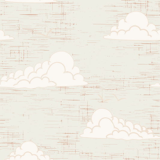 Papier peint mural crème ciel nuage du milieu du siècle