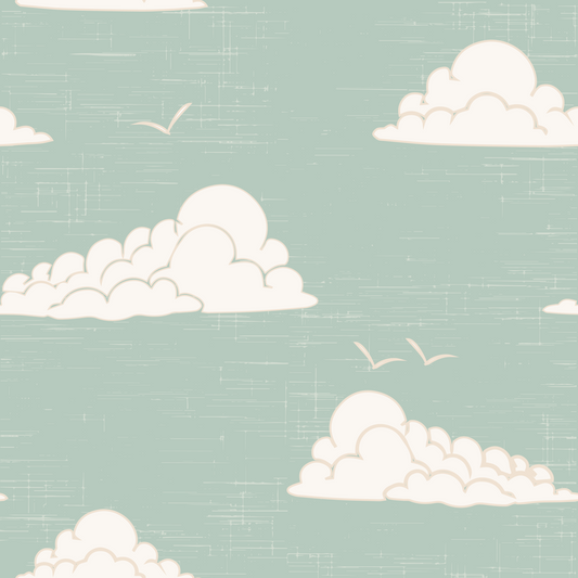 Papier peint mural Nuage Ciel Lumière Sauge Milieu du Siècle