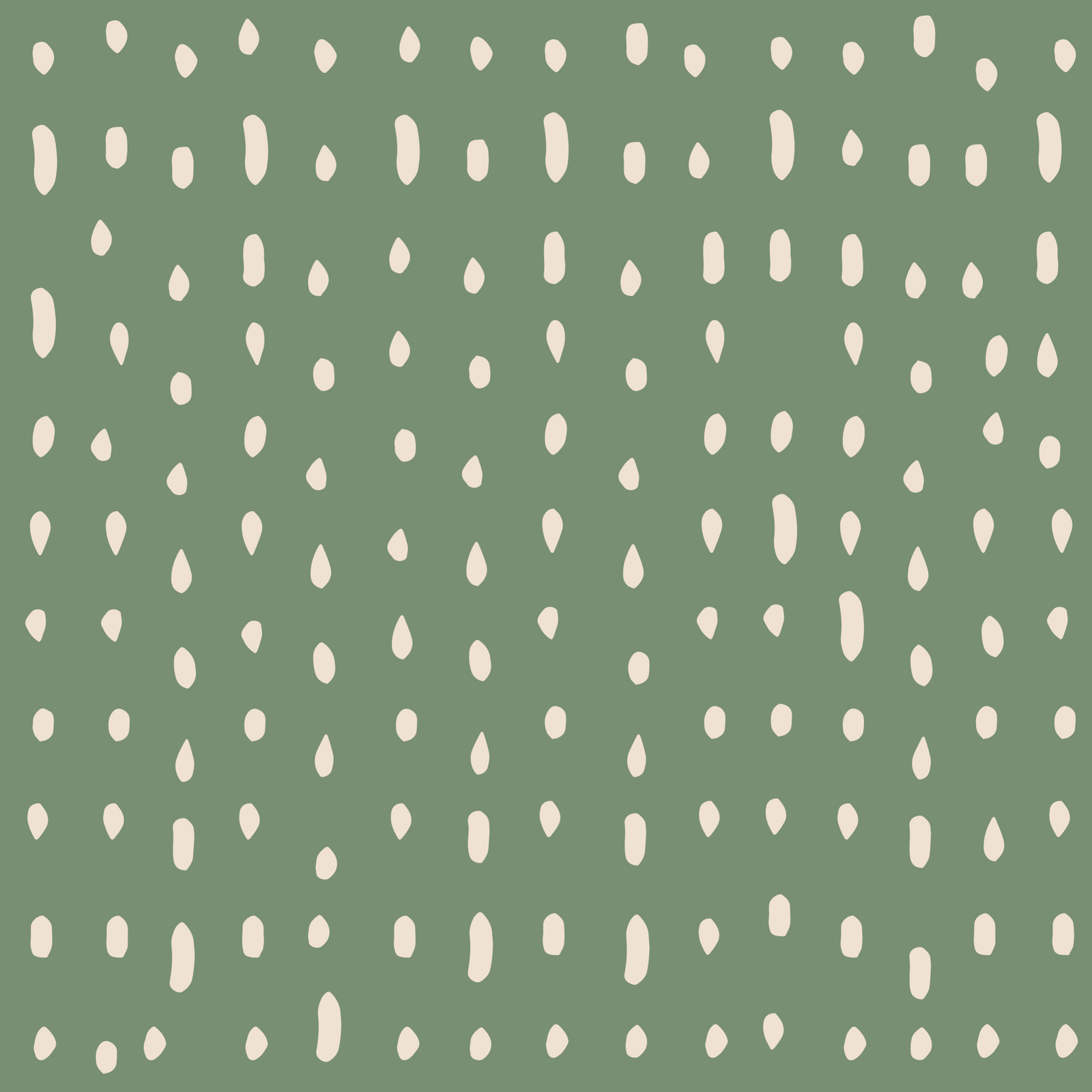 Mid Century Seed Dots Salviegrøn Vægmaleri