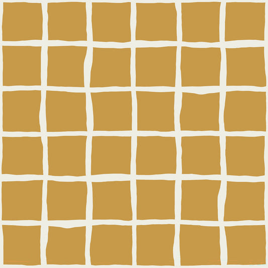 Mid Century Wavy Grid Mustard Wallpaper Wallpaper⁠