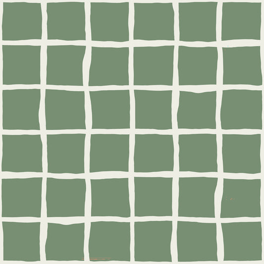 Papier peint grille ondulée sauge milieu du siècle