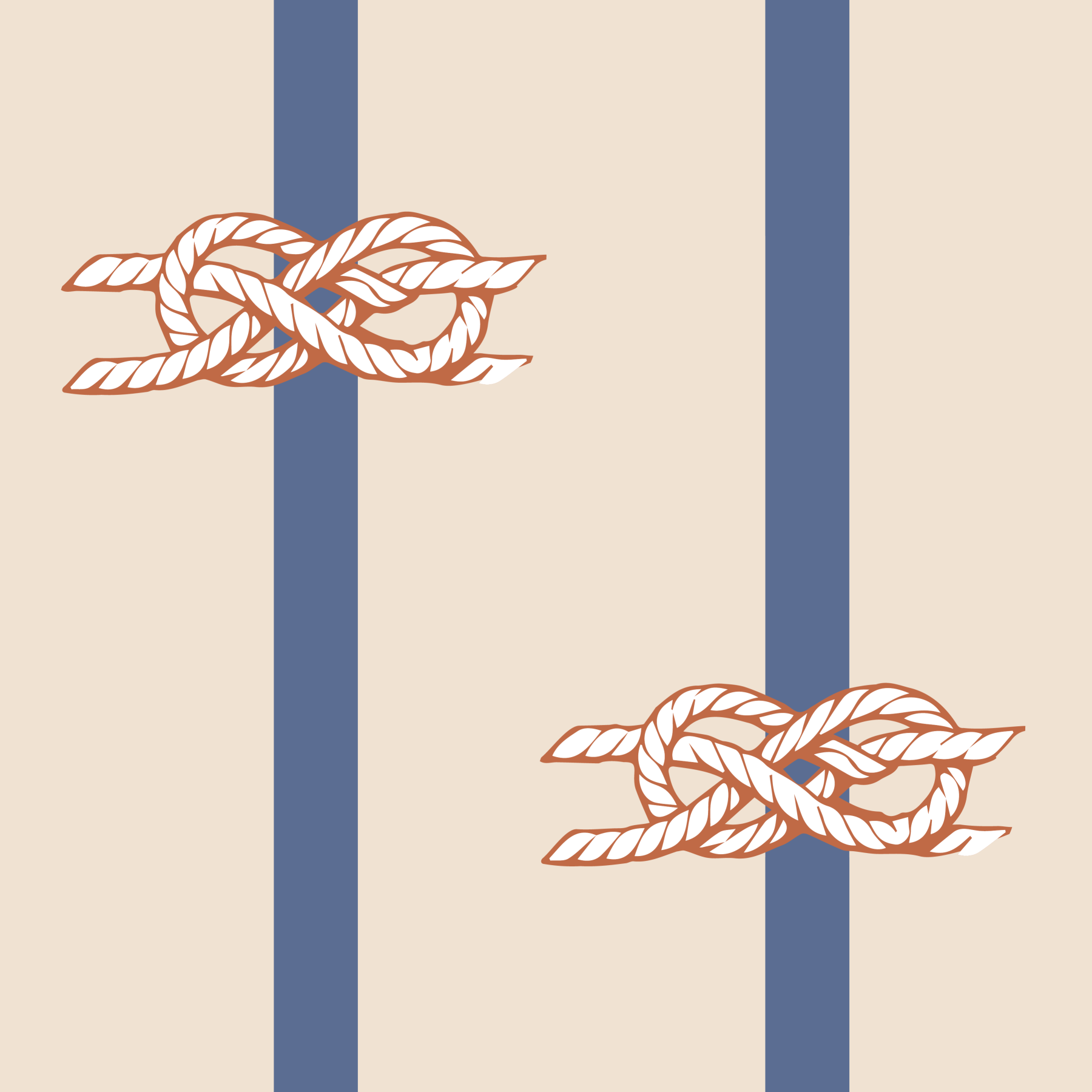 Coastal Living room scene with the Nautical Rope Stripe Beige Navy wallpaper