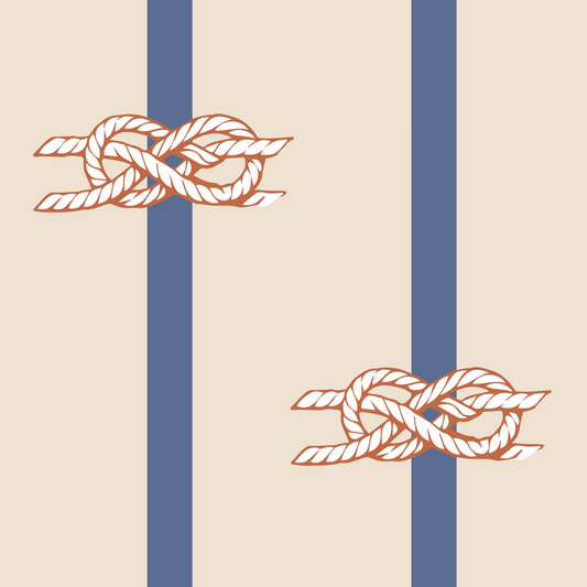 Papier peint rayé corde nautique beige marine