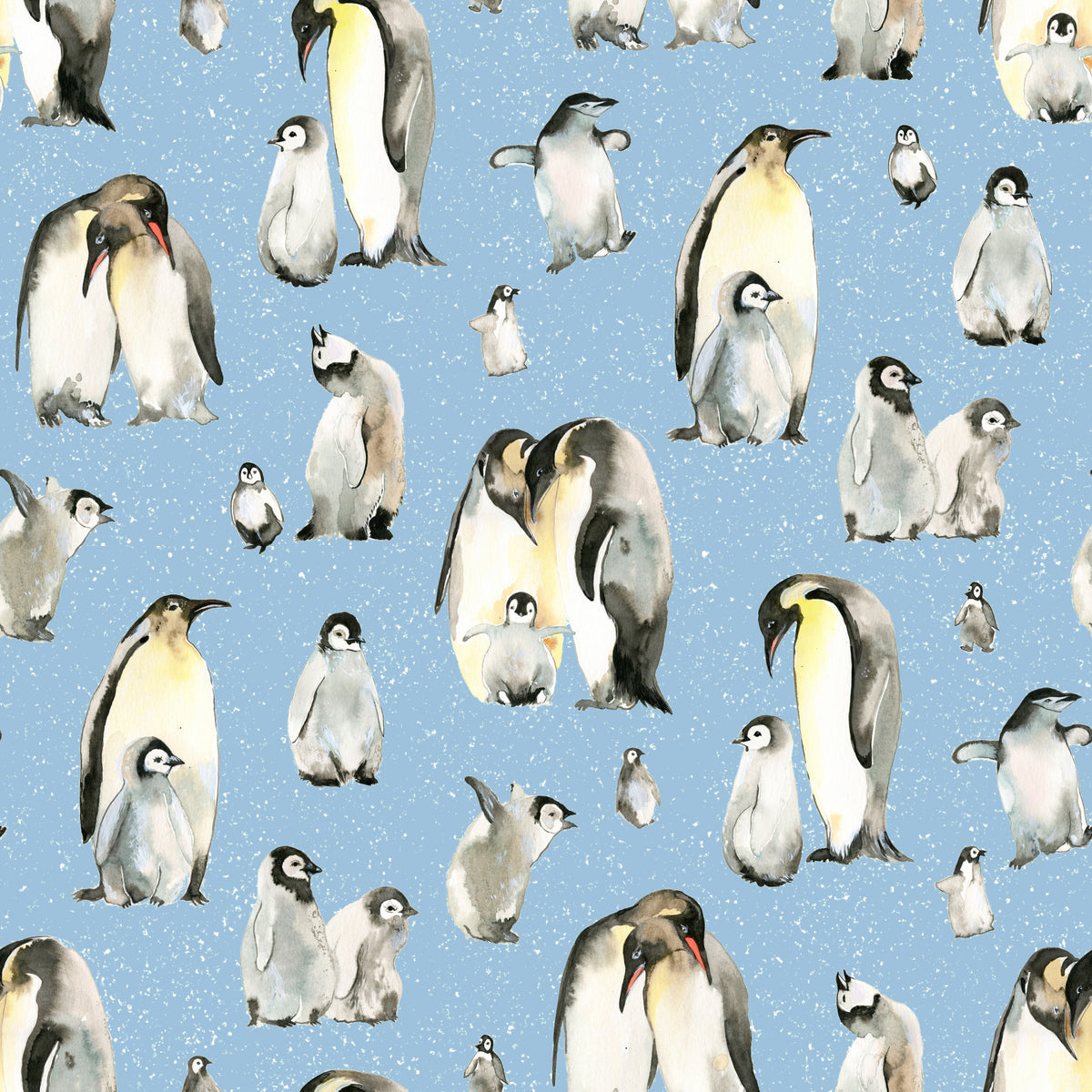 Carta da parati Famiglia Pinguino Azzurro Morbido