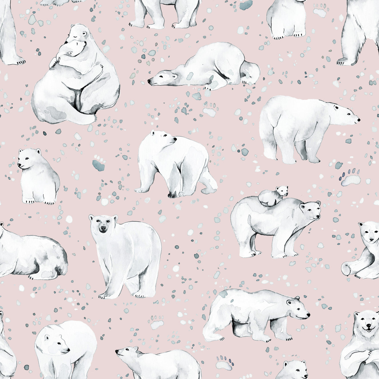 Sweet Arctic Bears Dreams Pink Wallpaper⁠