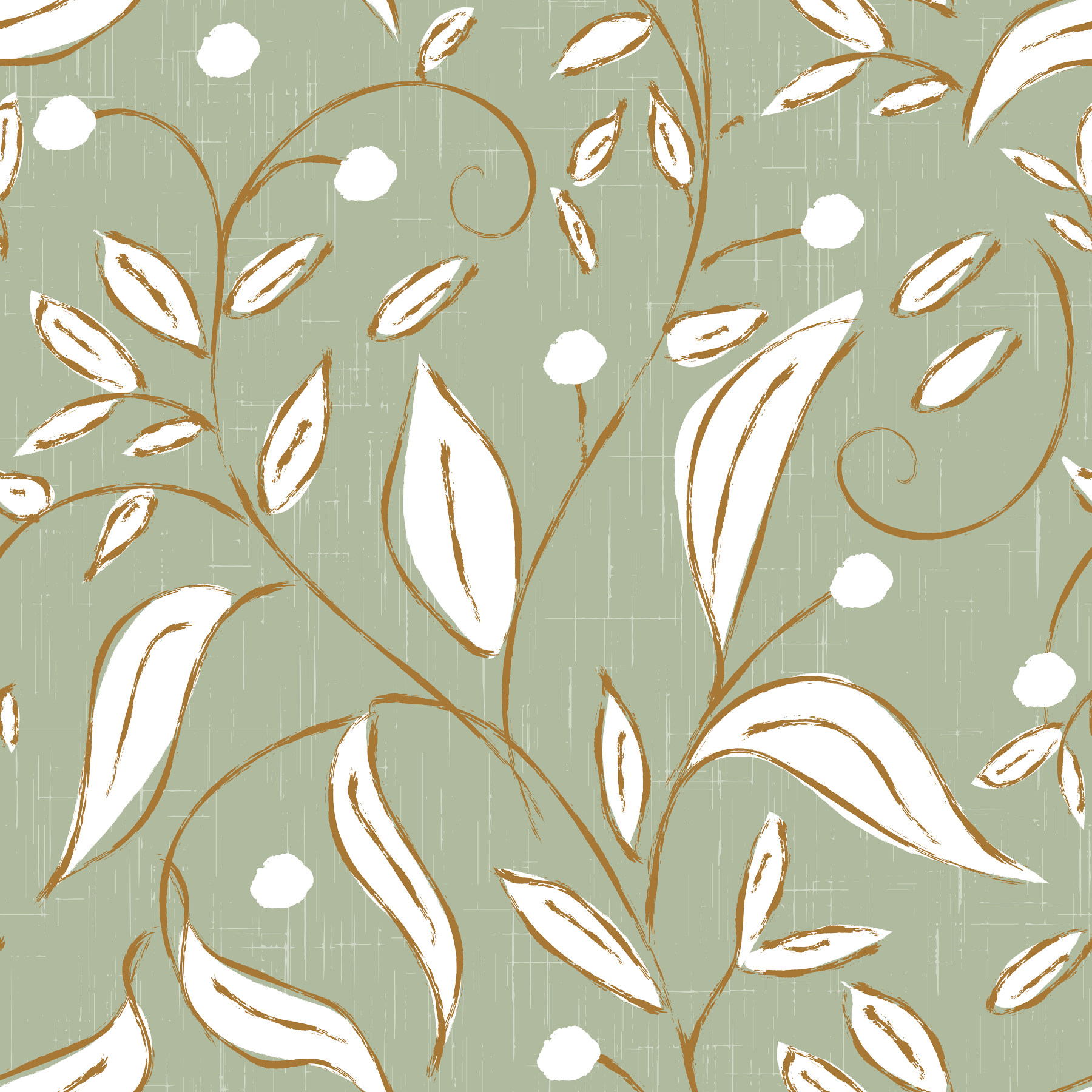 Sage Green Botanical Vine Scandinavian Wallpaper⁠