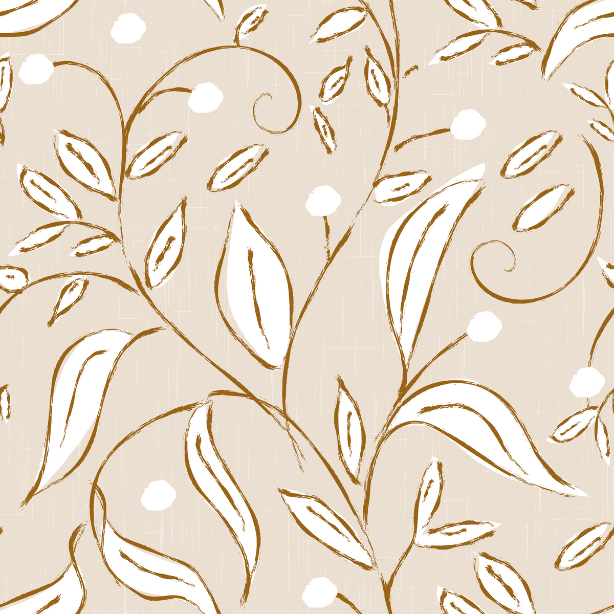 Beżowa botaniczna winorośl skandynawska neutralna tapeta in your room — zoomed