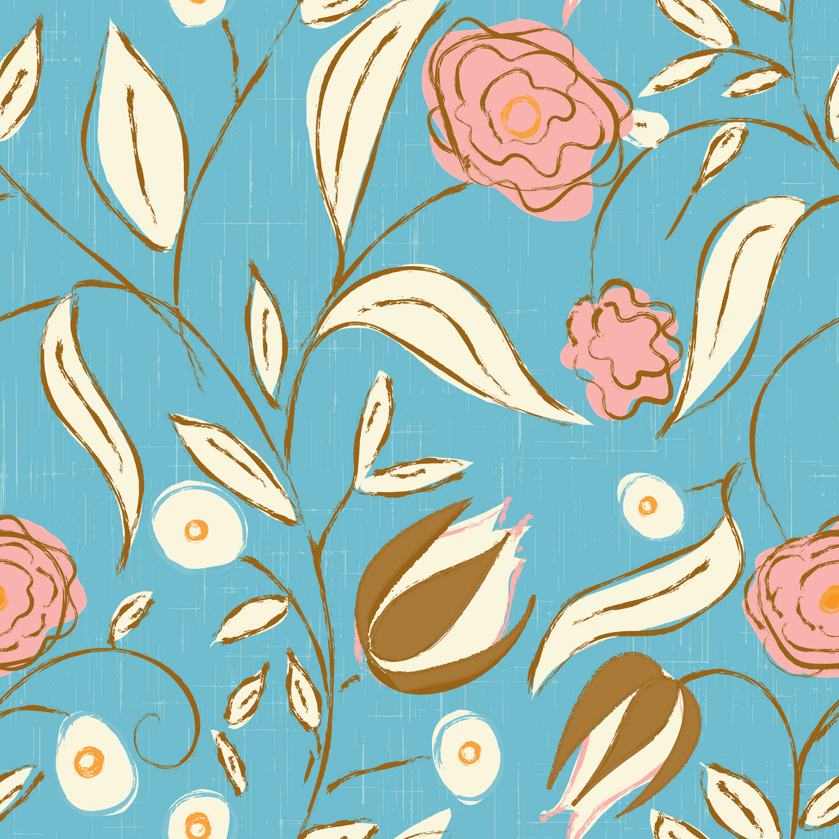 Papel pintado vintage botánico floral chintz azul cielo in your room