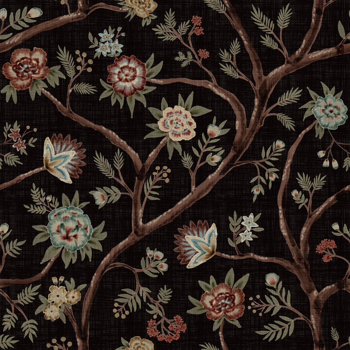 Murale da parete scuro Revival Chintz Albero Infinito