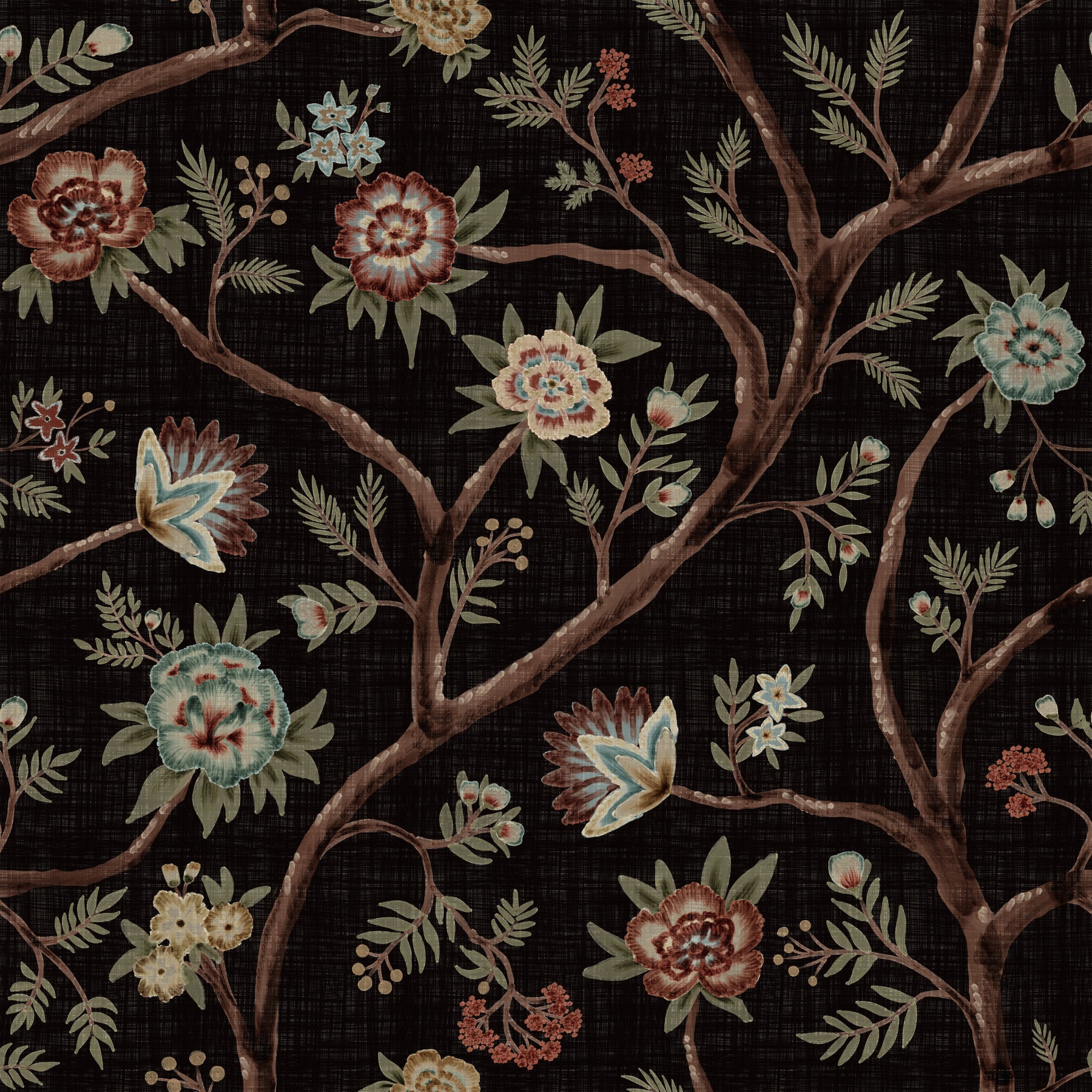 Never Ending Tree Chintz Revival Mørk Vægmaleri
