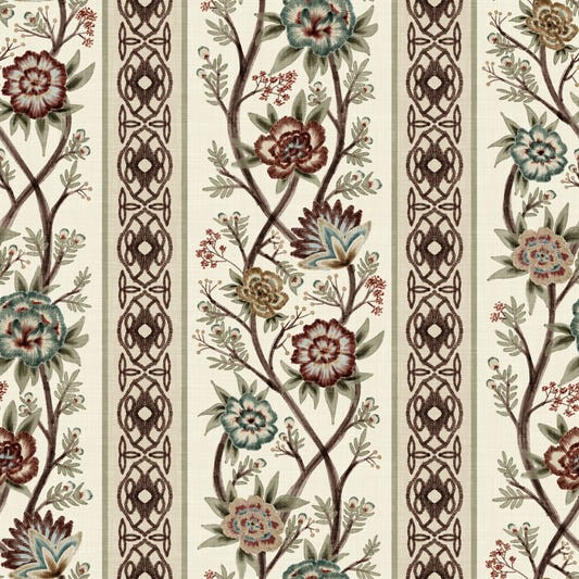 Trailing Chintz Vintage Heirloom Stripes Bright Wallpaper⁠