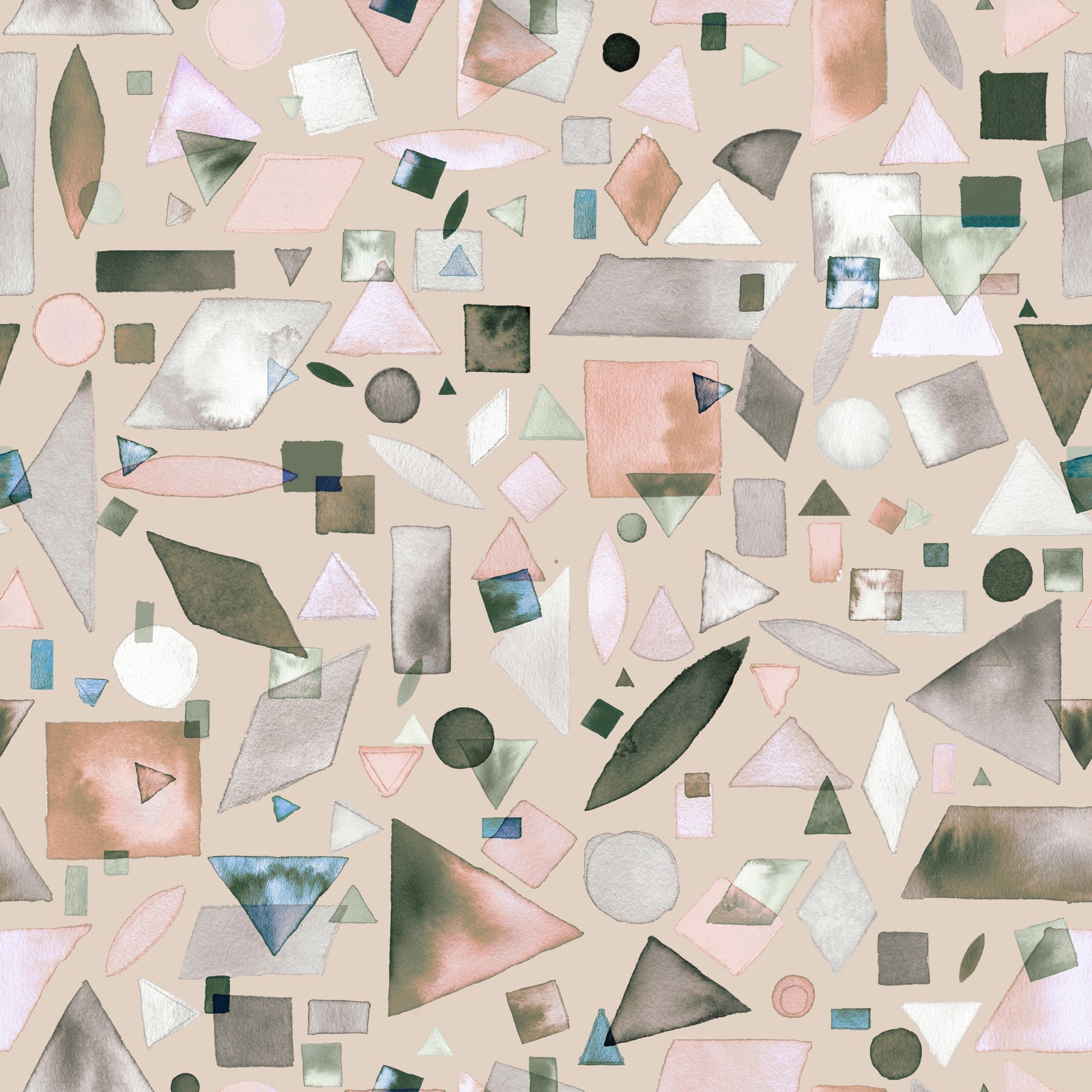 Papier peint géométrique aquarelle beige gris neutre